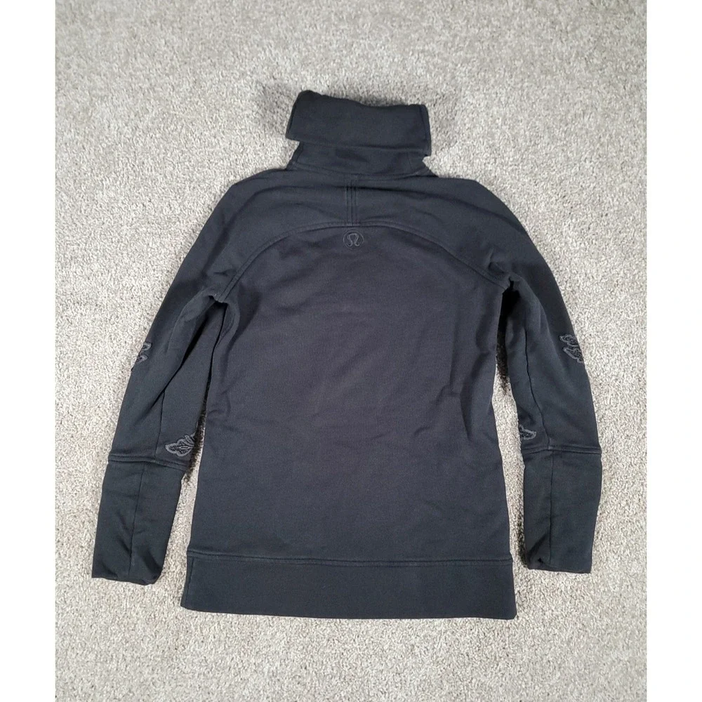 Lululemon Embroidered To You Tunic Sweatshirt Sz 2 Black Turtleneck Y2K Floral